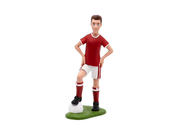 Hörfigur Thomas Müller in rot-weißem Trikot mit Fußball