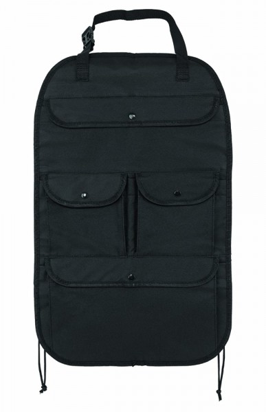 Schwarze Rückenlehnen-Tasche mit Fächern und Druckknöpfen