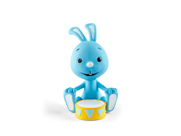Hörfigur blaues Kaninchen mit Trommel