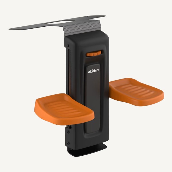 Okiday Fußstütze für Autokindersitze, schwarz mir orangefarbenen Fußablagen